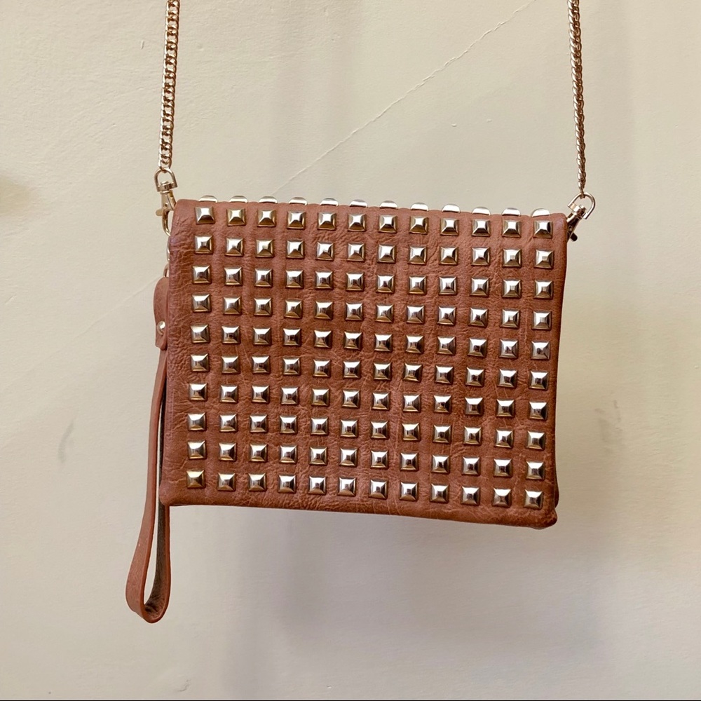 Street Level Cognac Studded Crossbody Purse NWOT